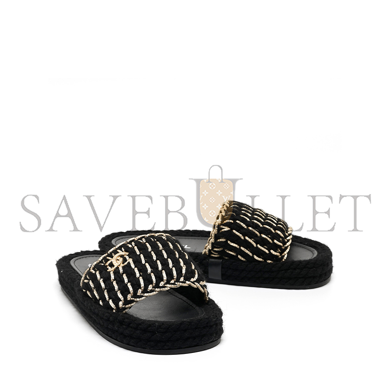 CHANEL NEW WOVEN SLIPPERS FOR WOMEN LAMBSKIN LEATHER G38189 X56418 94305